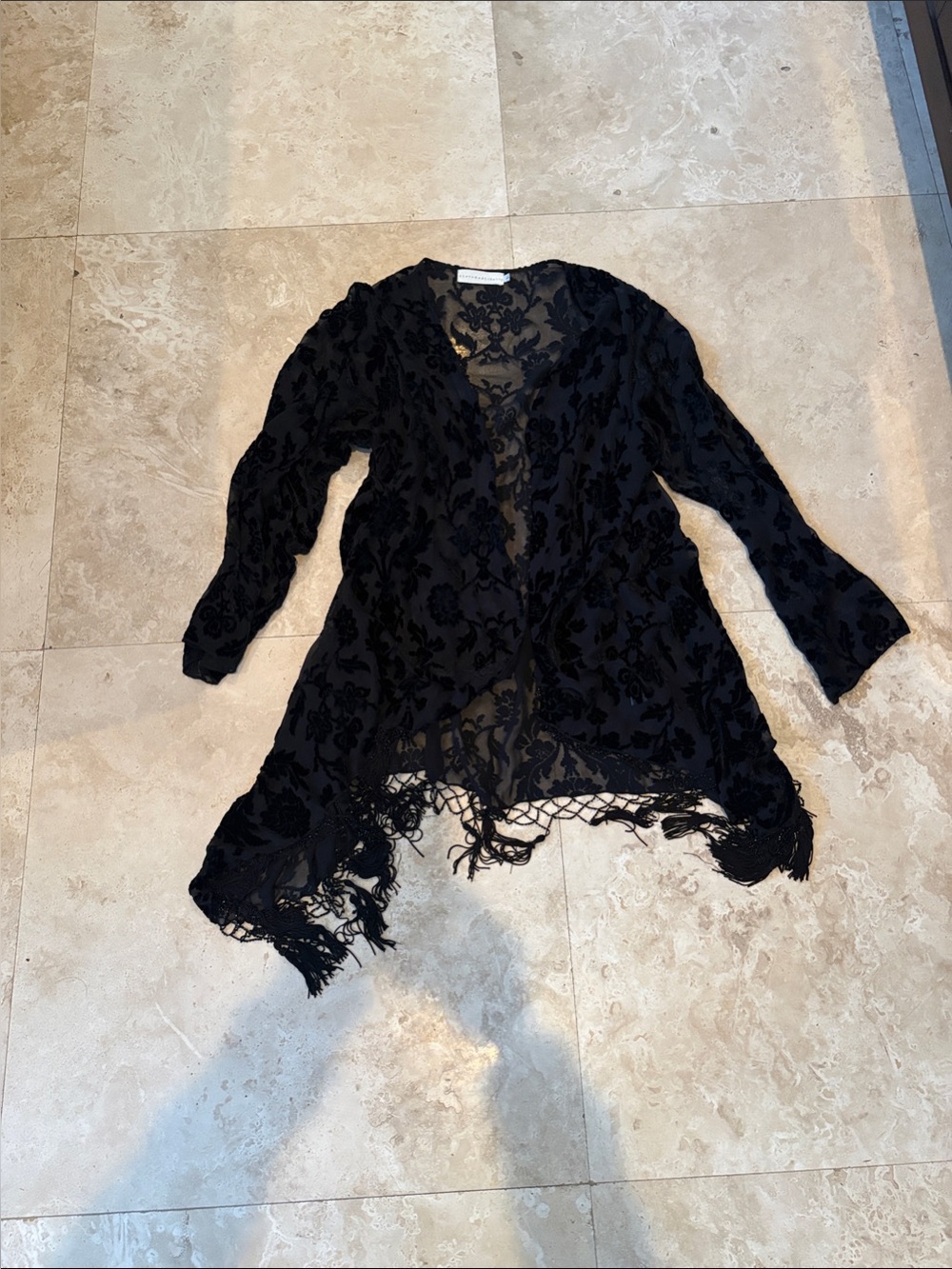 Women's Black Lace Fringe Cardigan